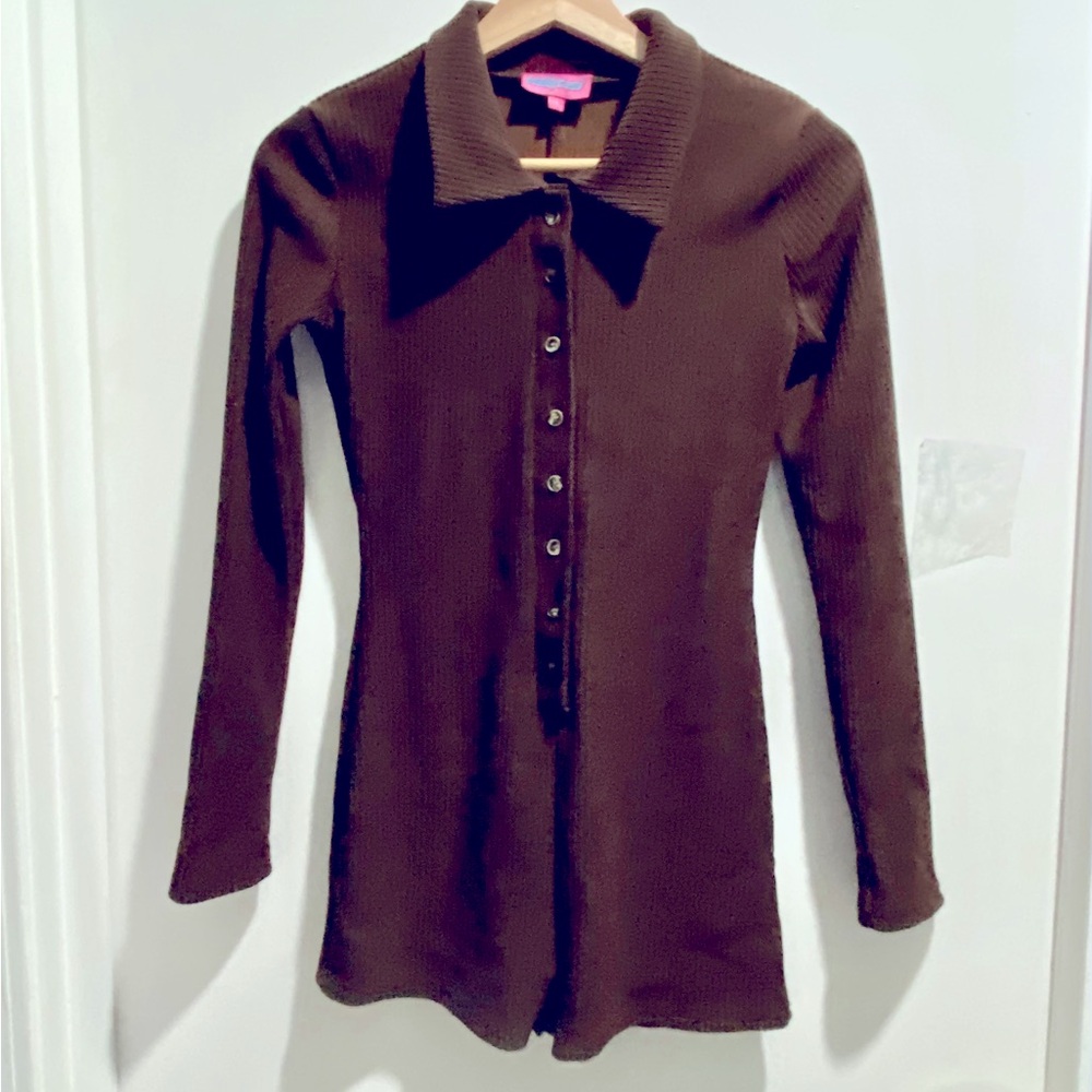 Edikted Y2K 90s Minimalist Grunge Boho Preppy Thick Ribbed Knit Polo Top…